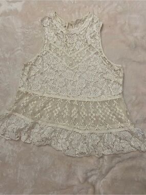 Ivory Lace Halter Peplum Top